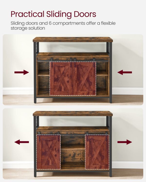 Rustic Brown Sideboard with Sliding Barn Doors