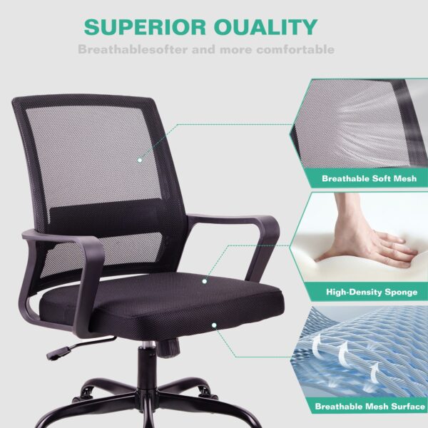 Adjustable Ergonomic Mesh Office Chair with Lumbar Support, Height Adjustment, 360° Swivel & Tilt – Black