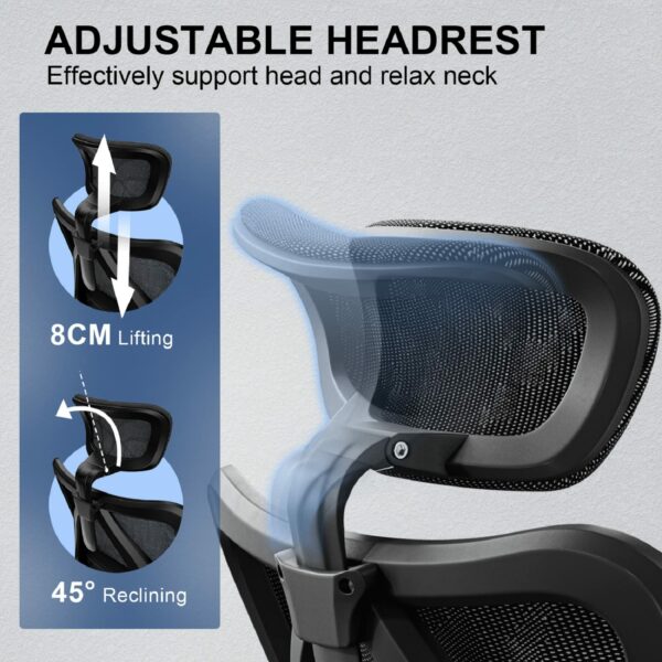 Ergonomic Mesh Office Chair with Adjustable Lumbar Support & 3D Armrests – Black