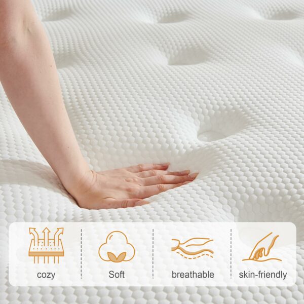 Double Mattress 7-Zone Hybrid Pocket Spring Cooling Gel Memory Foam 135×190×22cm