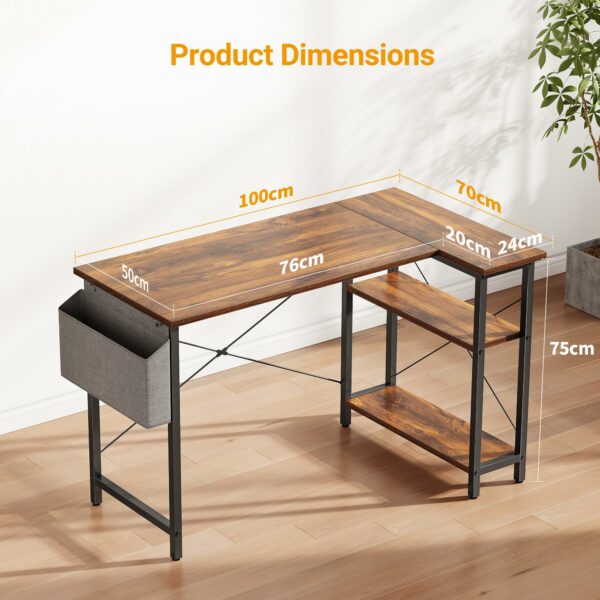 L Shaped Gaming Desk 100x70 cm Computer Desk with Storage Bag