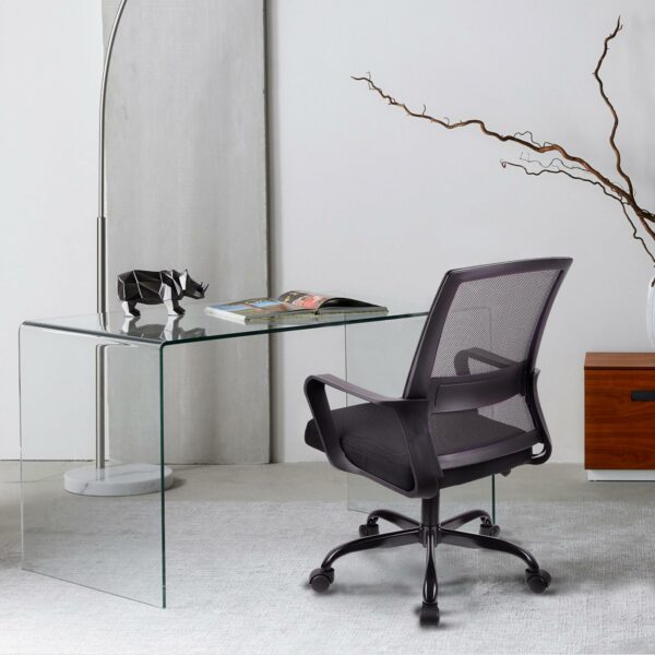 Adjustable Ergonomic Mesh Office Chair with Lumbar Support, Height Adjustment, 360° Swivel & Tilt – Black