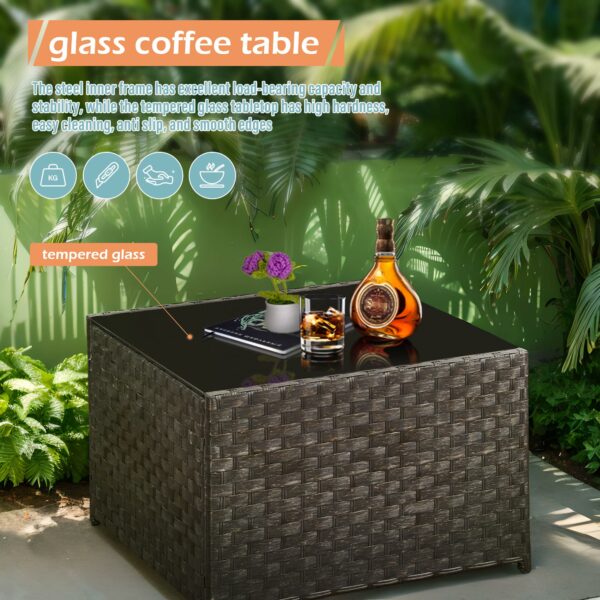 Rattan Garden Furniture Set – Outdoor Wicker Sofa with Coffee Table