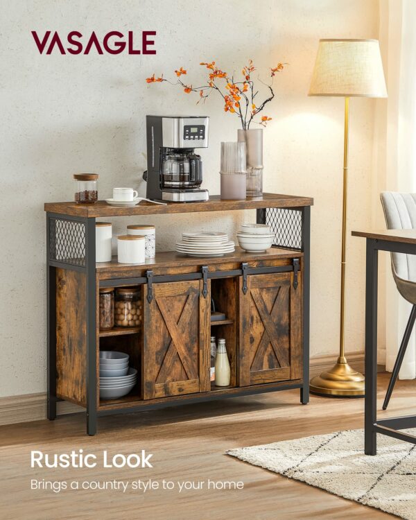 Rustic Brown Sideboard with Sliding Barn Doors