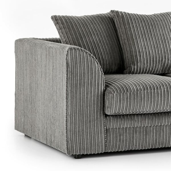 Fabric Corner Sofa Grey Soft Jumbo Cord 3-4 Seater Corner Sofa Grey Left Hand