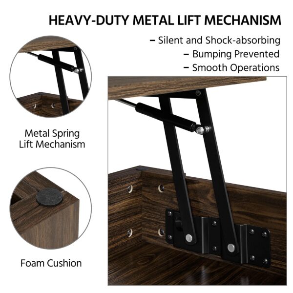 Lift Up Coffee Table Wooden Lifting Coffee Table with Hidden Storage Espresso