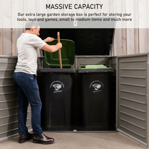 Extra Large Outdoor Garden Storage Box 1170L with Padlock Plastic Shed