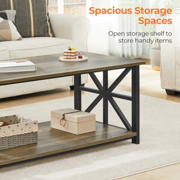 Coffee Table with 2-Tier Storage Grey Wash