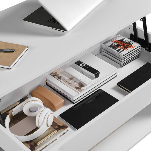 Lift Up Coffee Table Wooden Lifting Coffee Table with Hidden Storage White
