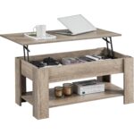Lift Up Coffee Table Wooden Lifting Coffee Table with Hidden Storage Gray