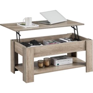 Lift Up Coffee Table Wooden Lifting Coffee Table with Hidden Storage Gray