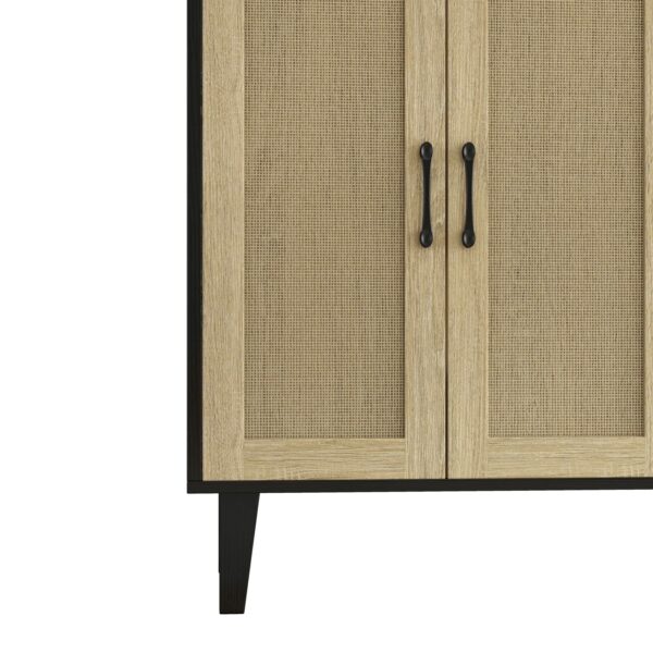 Black Rattan Sideboard Cabinet