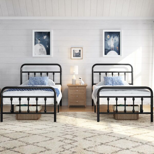 Single Bed Frame Vintage Iron Platform Bed 3ft
