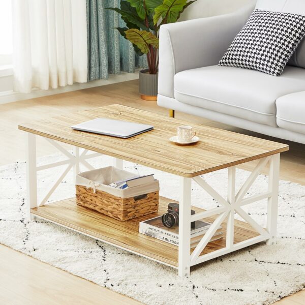 Coffee Table with 2-Tier Storage Oak