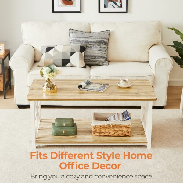 Coffee Table with 2-Tier Storage Oak