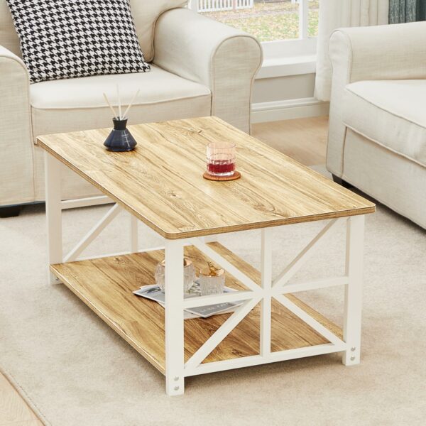 Coffee Table with 2-Tier Storage Oak