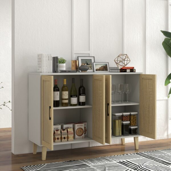 White Rattan Sideboard Cabinet