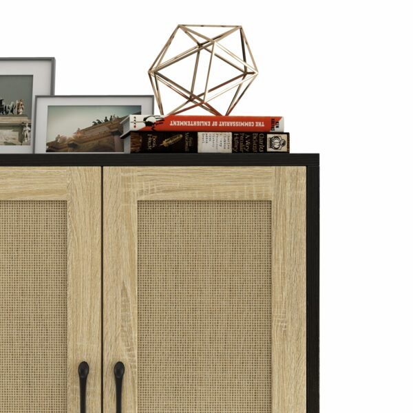 Black Rattan Sideboard Cabinet