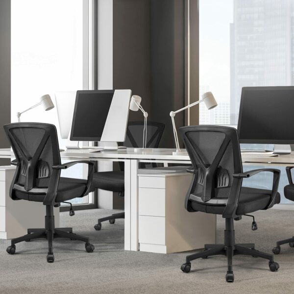 Black Ergonomic Mesh Office Chair with Armrests, Lumbar Support & Wheels