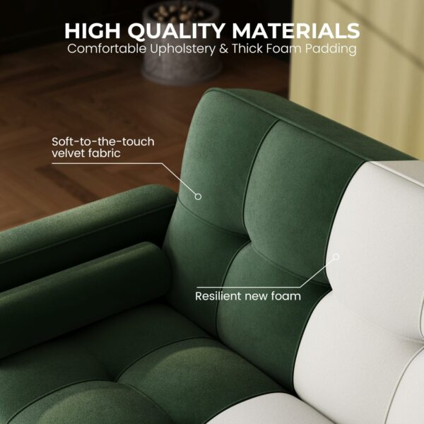Modern Velvet Sofa Bed 3 Seater Click Clack Sofa Green