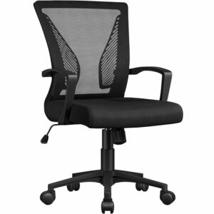 Adjustable Ergonomic Office Swivel Chair with Mesh Back and Arms, Height Adjustable for Home Office (Black)