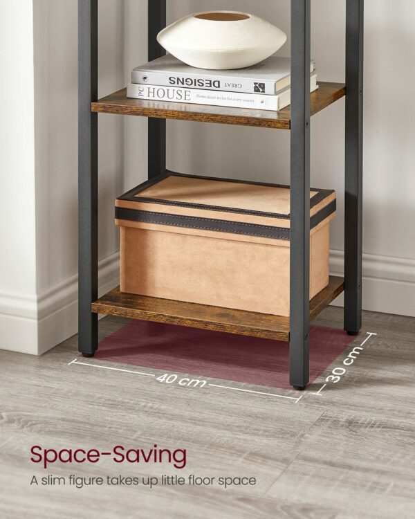 Industrial 6-Tier Bookshelf, Rustic Brown and Black