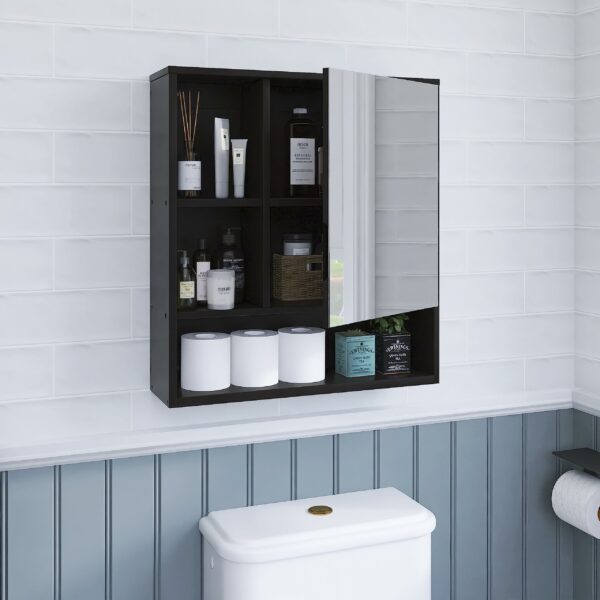 Wall Mounted Bamboo Bathroom Mirror Cabinet with Adjustable Shelf