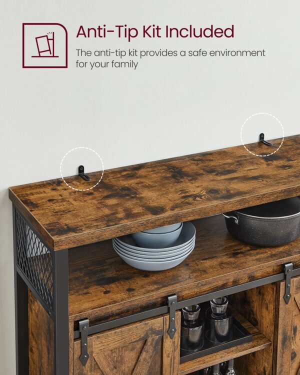 Rustic Brown Sideboard with Sliding Barn Doors