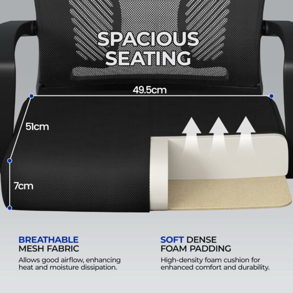 Adjustable Ergonomic Office Swivel Chair with Mesh Back and Arms, Height Adjustable for Home Office (Black)