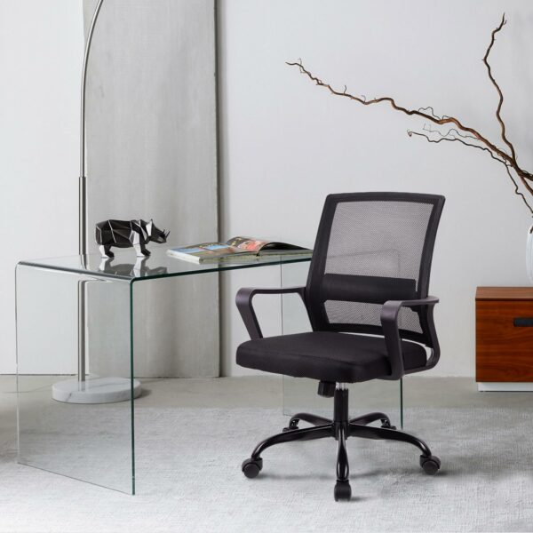 Adjustable Ergonomic Mesh Office Chair with Lumbar Support, Height Adjustment, 360° Swivel & Tilt – Black