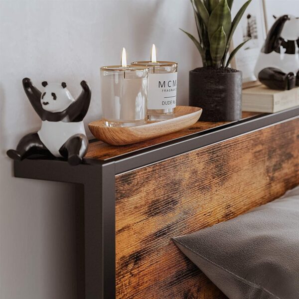King Size Bed Frame with Storage Wooden Headboard 150×200cm