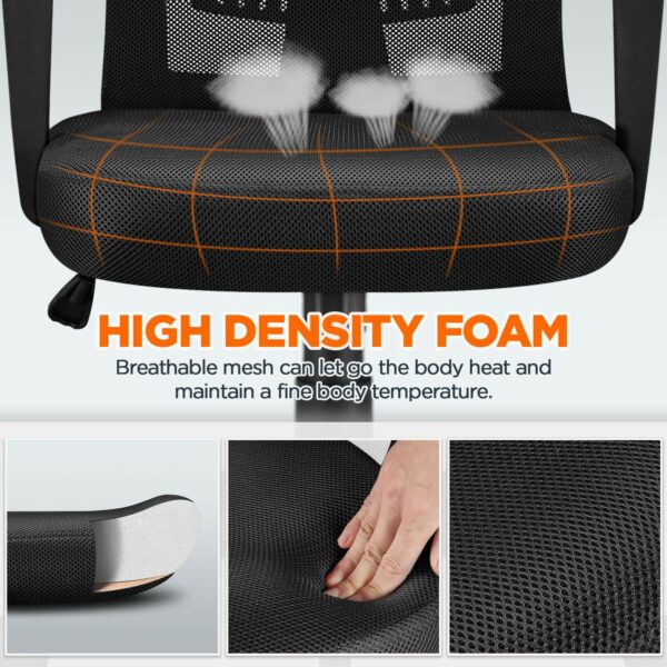 Black Ergonomic Mesh Office Chair with Armrests, Lumbar Support & Wheels