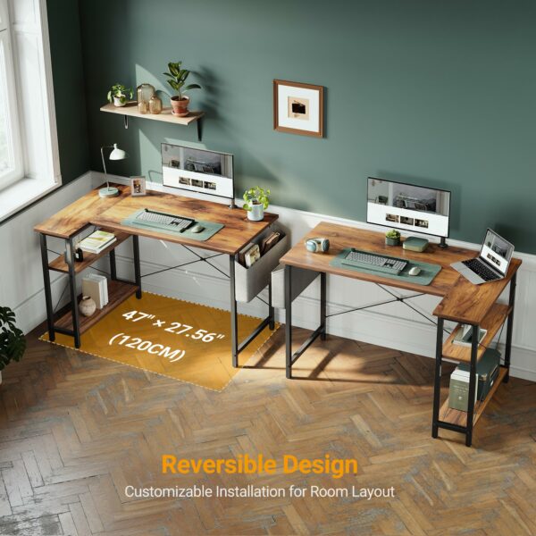 L Shaped Gaming Desk 120x70 cm Computer Desk with Storage Bag