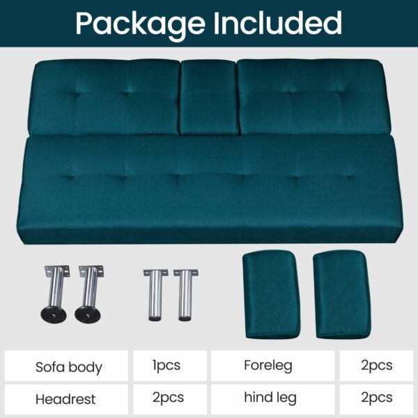 Sofa Bed Fabric Click Clack Sofa Bed with 2 Cup Holders Aqua Blue