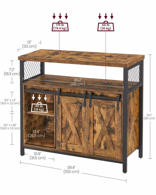 Rustic Brown Sideboard with Sliding Barn Doors