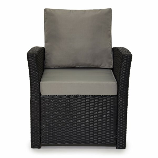 Rattan Garden Furniture Set – Black 4 Seater with Cushions & Glass Coffee Table