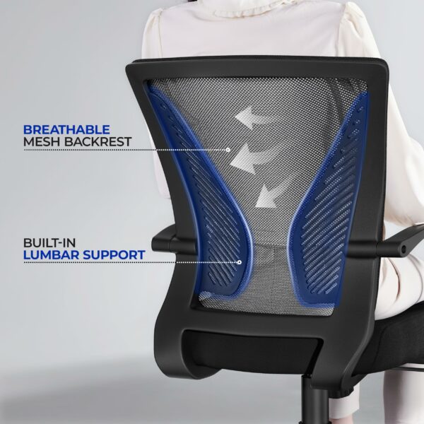Adjustable Ergonomic Office Swivel Chair with Mesh Back and Arms, Height Adjustable for Home Office (Black)