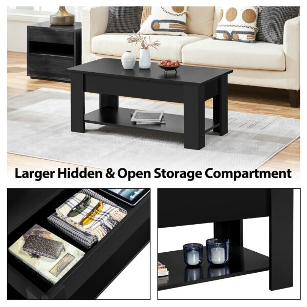 Lift Up Coffee Table Wooden Lifting Coffee Table with Hidden Storage Black