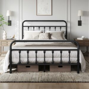 Double Bed Frame Vintage Iron Platform Bed 4ft6