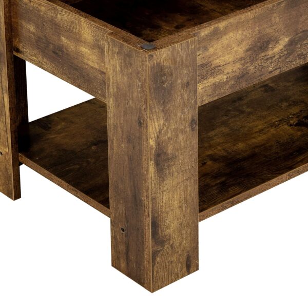 Lift Up Coffee Table Wooden Lifting Coffee Table with Hidden Storage Rustic Brown
