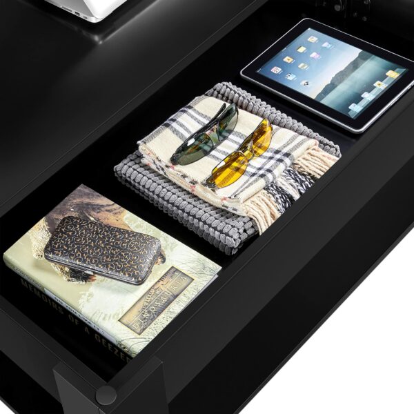 Lift Up Coffee Table Wooden Lifting Coffee Table with Hidden Storage Black