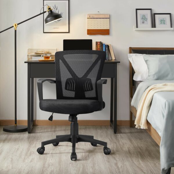 Black Ergonomic Mesh Office Chair with Armrests, Lumbar Support & Wheels
