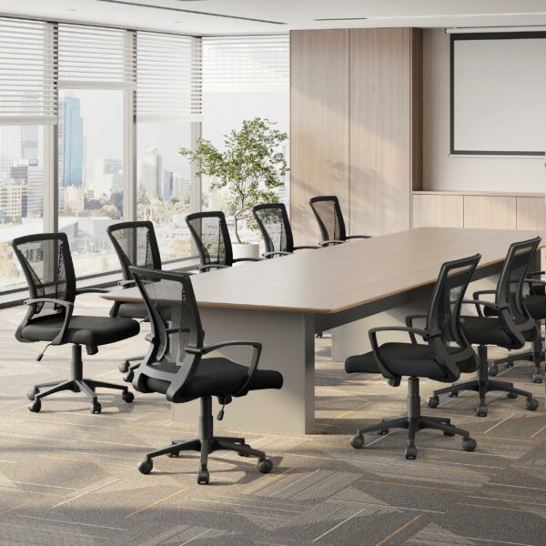 Adjustable Ergonomic Office Swivel Chair with Mesh Back and Arms, Height Adjustable for Home Office (Black)