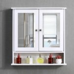 White Bathroom Wall Cabinet – Double Mirrored Doors