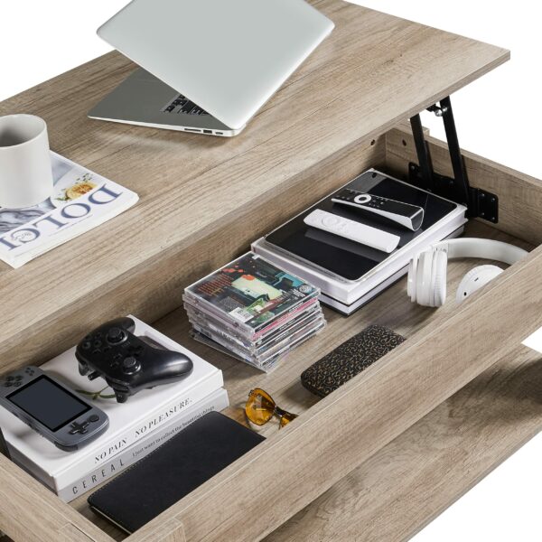 Lift Up Coffee Table Wooden Lifting Coffee Table with Hidden Storage Gray