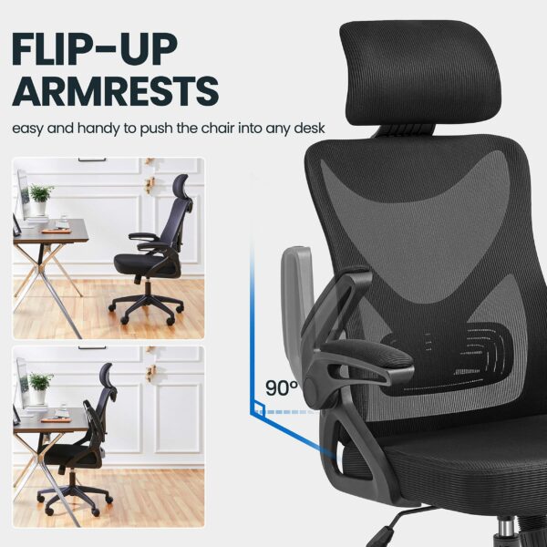 Ergonomic Office Chair with High Back, Flip-up Armrests & Lumbar Support