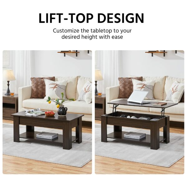 Lift Up Coffee Table Wooden Lifting Coffee Table with Hidden Storage Espresso
