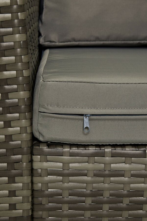 Rattan Garden Sofa Set – Grey 4 Seater with Cushions and Glass Coffee Table