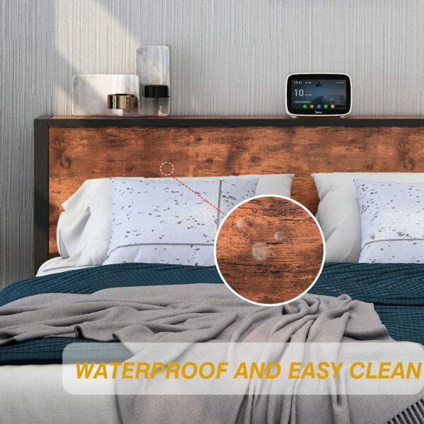 Single Size Bed Frame with Storage Wooden Headboard 90×190cm