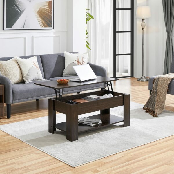 Lift Up Coffee Table Wooden Lifting Coffee Table with Hidden Storage Espresso